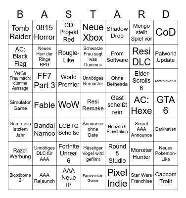 Summer Games Bingo Card