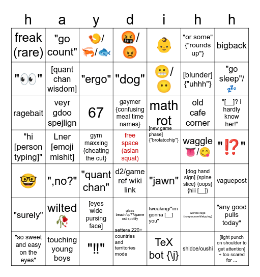 Haydn Bingo Card
