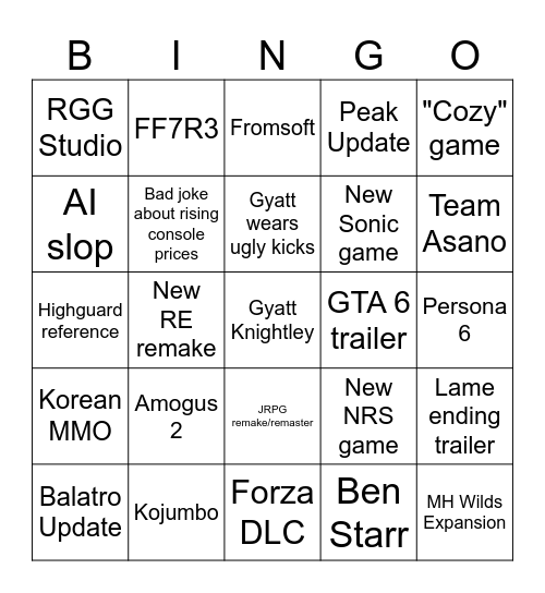 Untitled Bingo Card