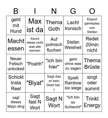 Stefan BINGO Card