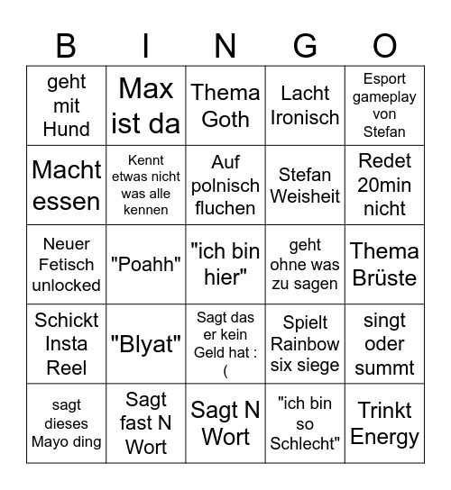Stefan BINGO Card