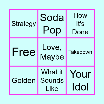 KPop Demon Hunter's Bingo Card