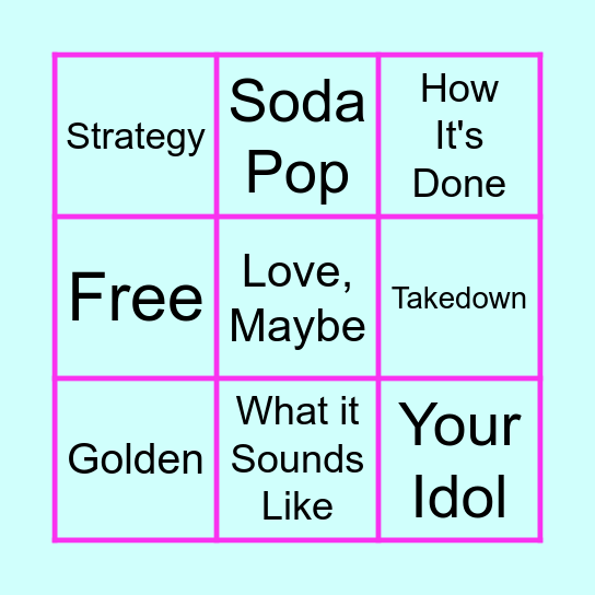 KPop Demon Hunter's Bingo Card