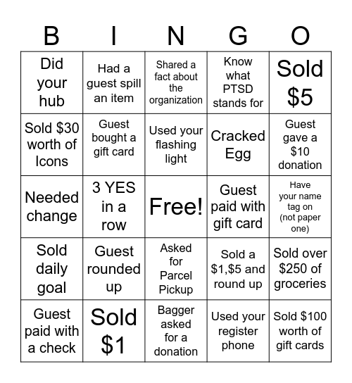 Journey Together Service Dogs Bingo Card