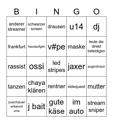 Ome tv Bingo Card