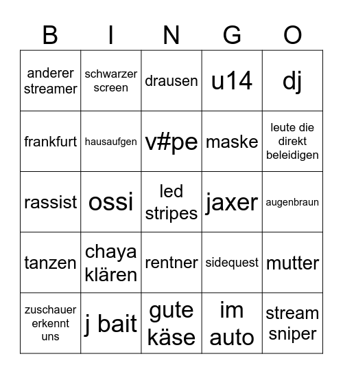 Ome tv Bingo Card