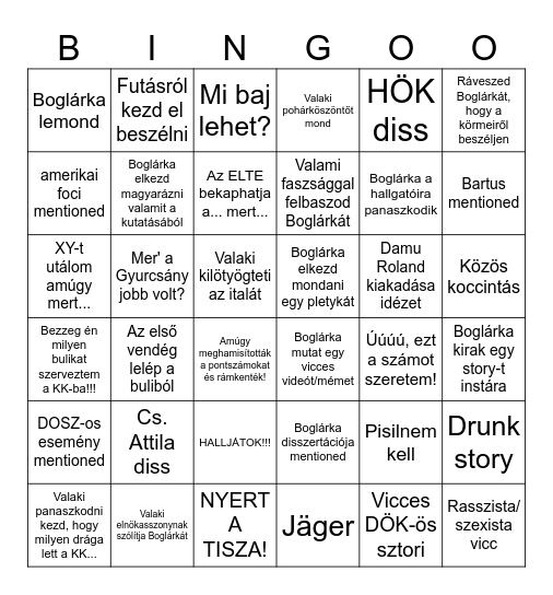 Boglárka leaves érdekképviselet Bingo Card