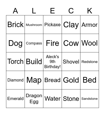 MINECRAFT BINGO Card