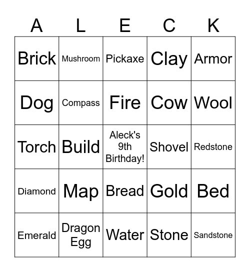 MINECRAFT BINGO Card
