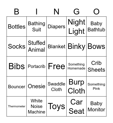Baby Shower Bingo Card