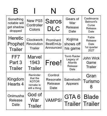 Summer Games Fest Week Bingo Card