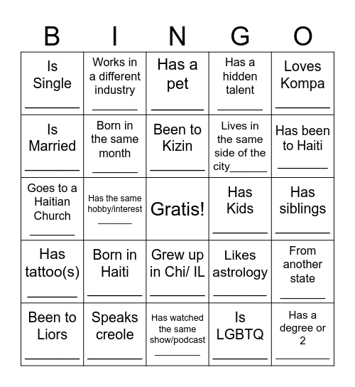 Fanm Jenès Chi Bingo Card