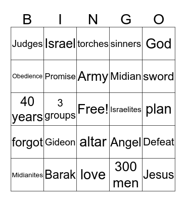 Bible Bingo Card