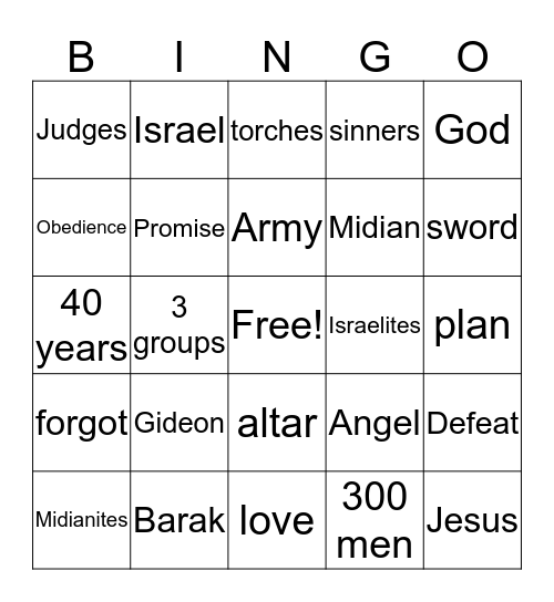 Bible Bingo Card