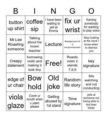Mr.Lee bingo Card