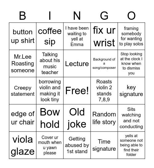 Mr.Lee bingo Card