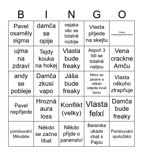 chata Dražovice Bingo Card