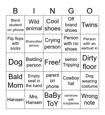 Graduation Bingo Card