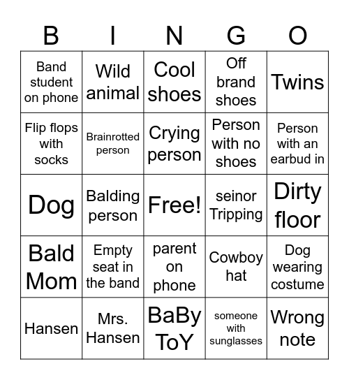 Graduation Bingo Card