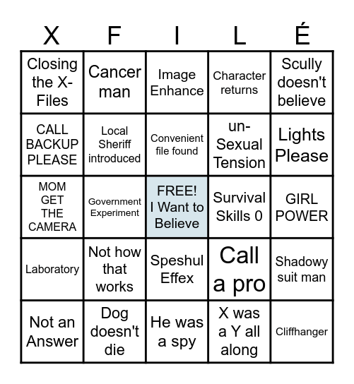 X-Filé Bingo Card