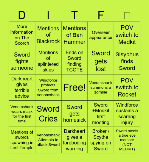 Death in the Family Bingo Card