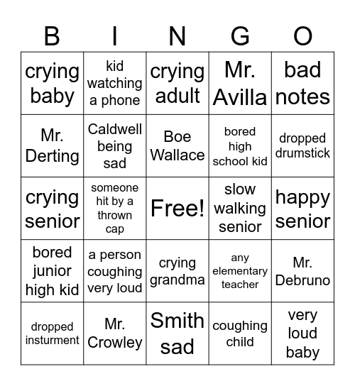 graduation  Bingo Card