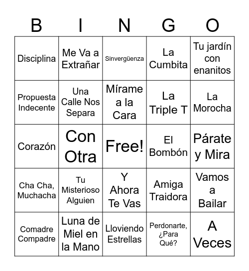 BingoMusical Bingo Card