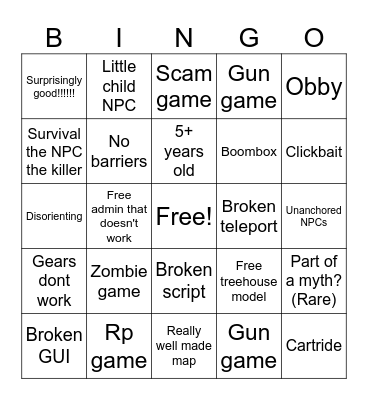 Ultimate roblox place roulette Bingo Card