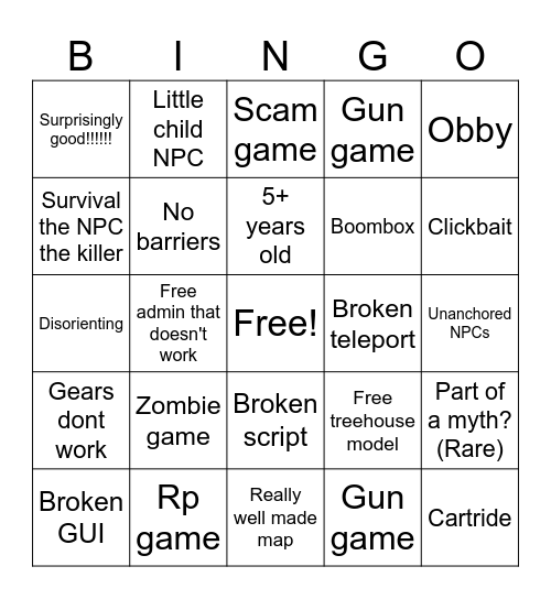 Ultimate roblox place roulette Bingo Card