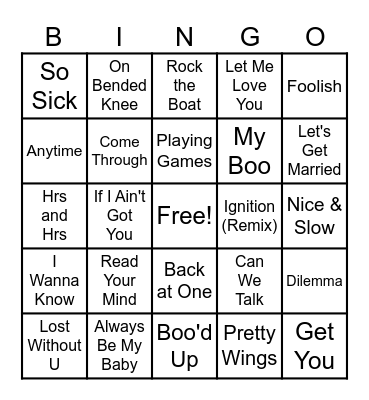 R&B: Bingo Card