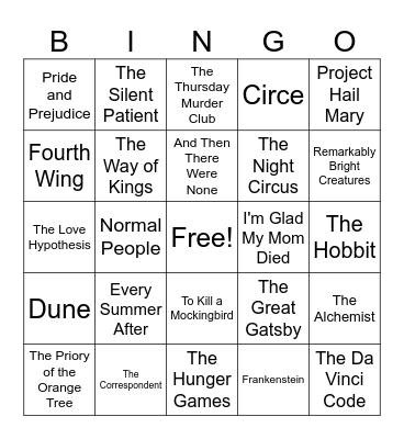 Book Bingo Card