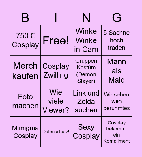 Naschis Dokomi Bingoooo! Bingo Card