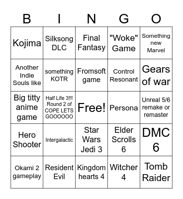 GameFest Week Bingo Card