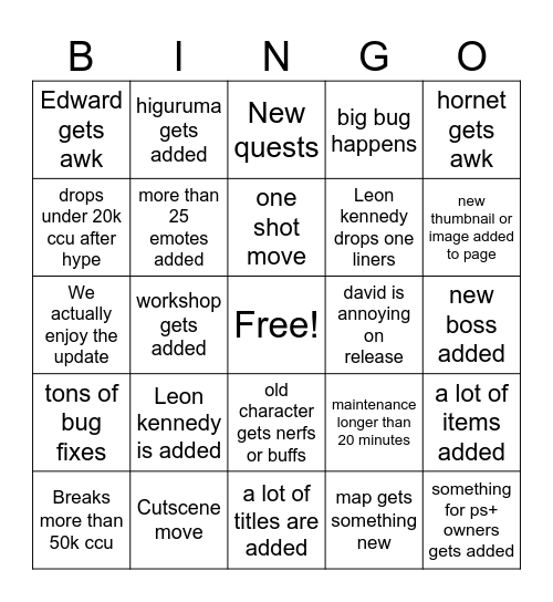 JSD Bungo Bingo Card