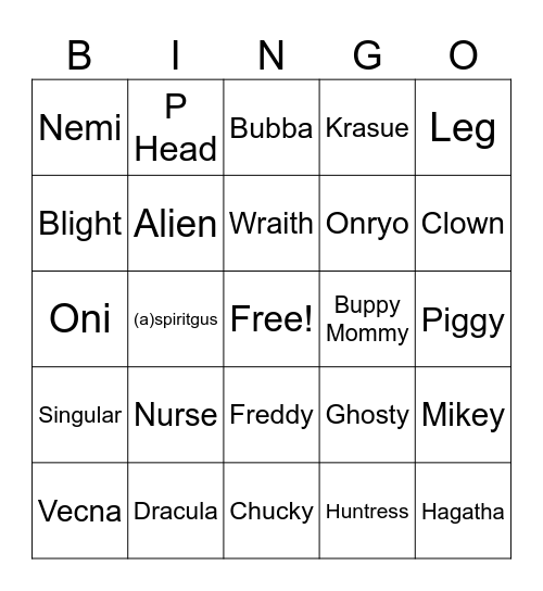 Who's that killer!!!! (ITS PIKACHU) Bingo Card