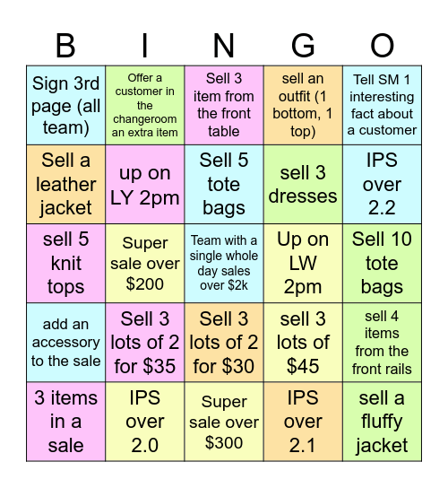 ALLY FASHION MIRANDA Bingo Card