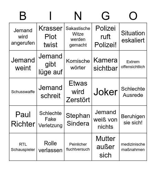Auf Streife Bingo Card