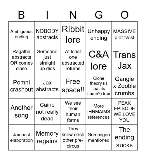 TADC EP9 Bingo Card