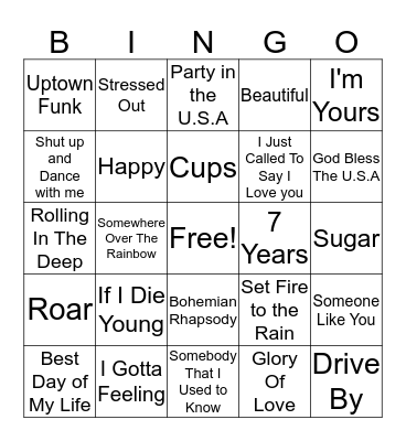Song Bingo Card