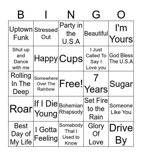 Song Bingo Card