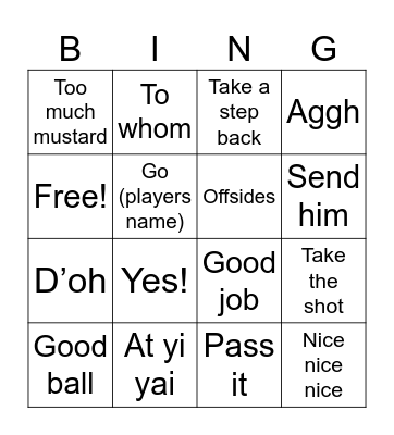 Sounds of the sidelines Bingo Card