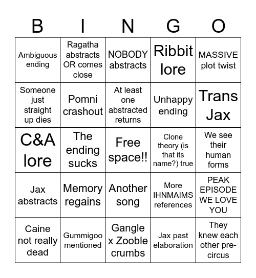 TADC EP9 Bingo Card