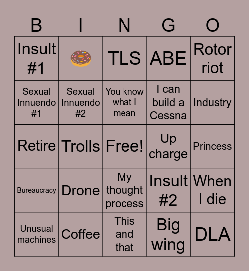 John Brown Bingo Card