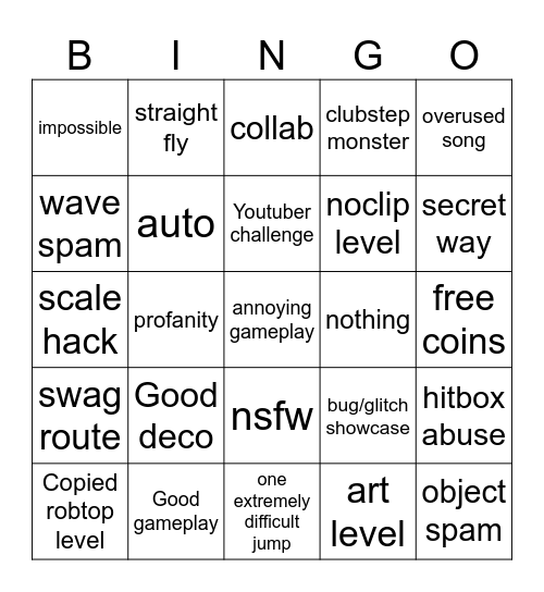 GD RECEBT TAB Bingo Card