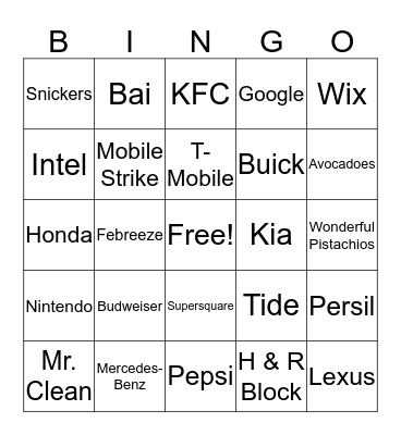 Super Bowl 51  Bingo Card