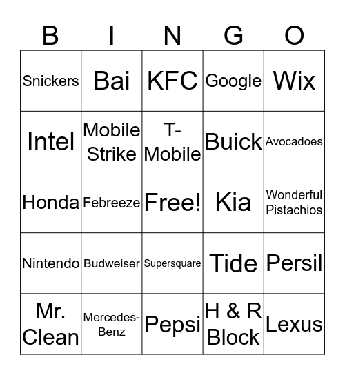 Super Bowl 51  Bingo Card