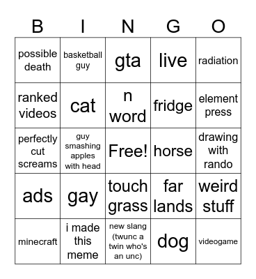 tiktok bingo Card