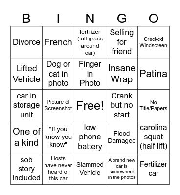 Ran When Parked Bingo Card