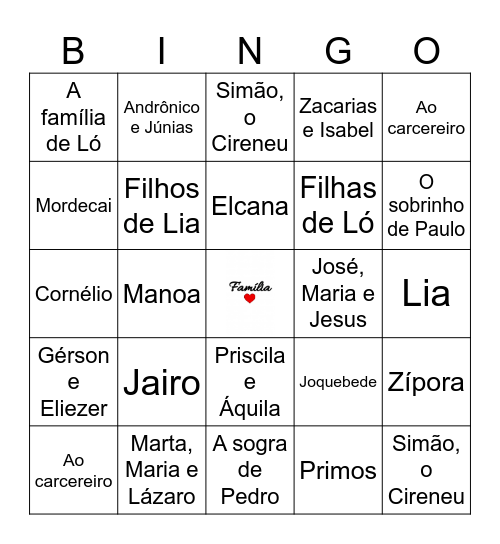 Família Bingo Card