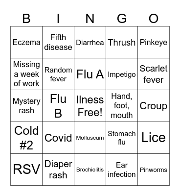 Daycare Plague Bingo Card